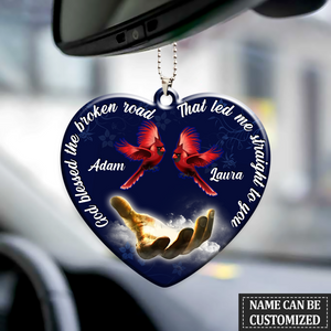 Personalized God Blessed Cardinal Couple Christian Ornament, Memorial Car Hanging Ornament, Christmas Decoration