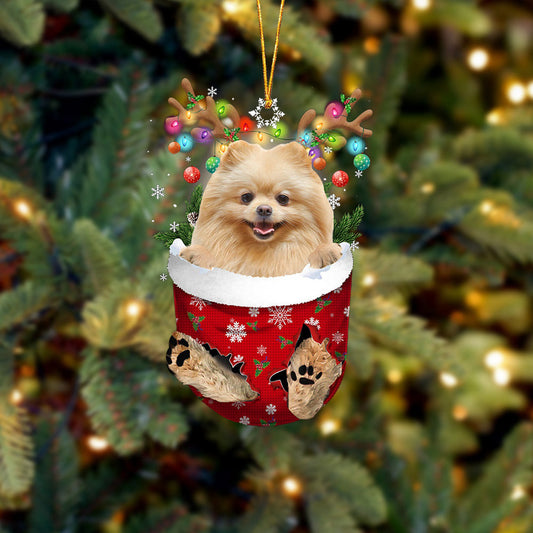 Pomeranian In Snow Pocket Christmas Ornament Flat Acrylic Dog Ornament,Christmas Shape Ornament, Happy Christmas Ornament, Christmas Gift, Christmas Decoration