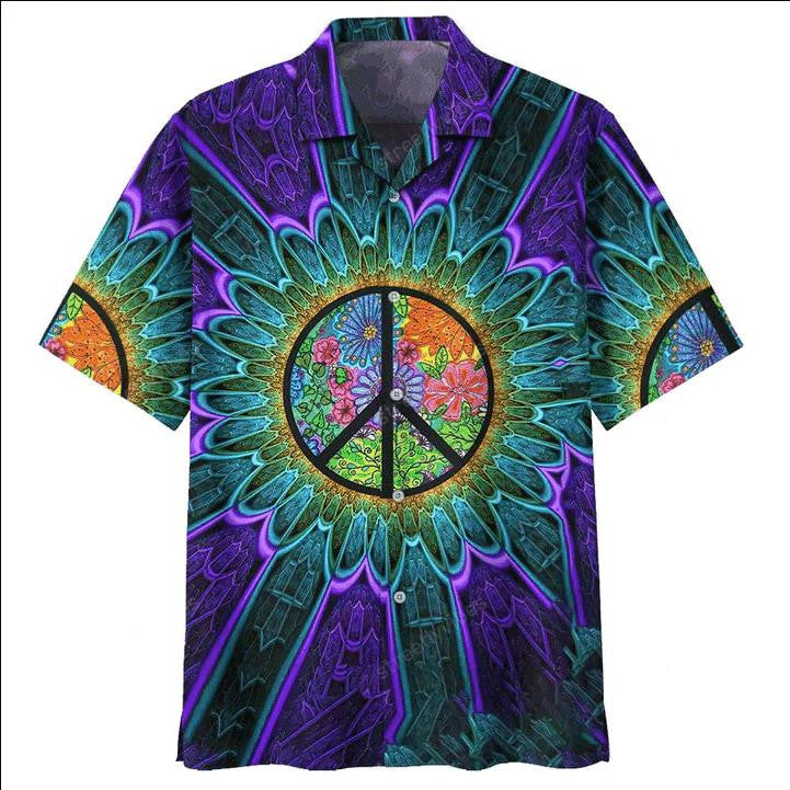 Hippie Peace Sunflower Psychedelic Hawaiian Shirt, Hawaiian For Gift