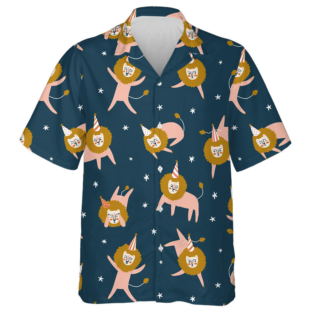 Funny Lion With Birthday Hat In Different Poses Hawaiian Shirt, Hawaiian Shirt Gift, Christmas Gift