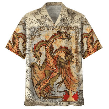 Three Headed Dragon Background Design Hawaiian Shirt,Hawaiian Shirt Gift, Christmas Gift