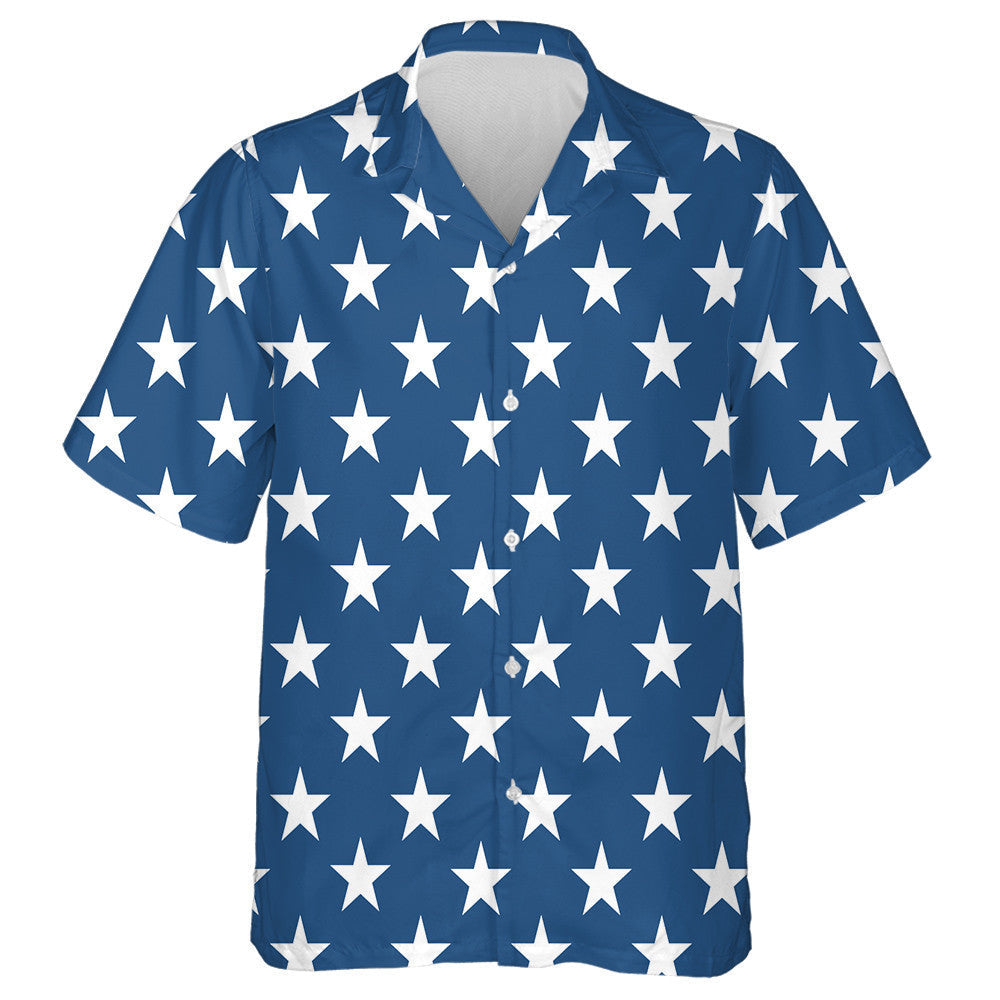 Navy Blue And White United States Stars Pattern Hawaiian Shirt, Hawaiian Shirt Gift, Christmas Gift
