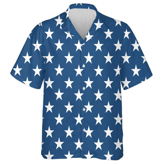 Navy Blue And White United States Stars Pattern Hawaiian Shirt, Hawaiian Shirt Gift, Christmas Gift