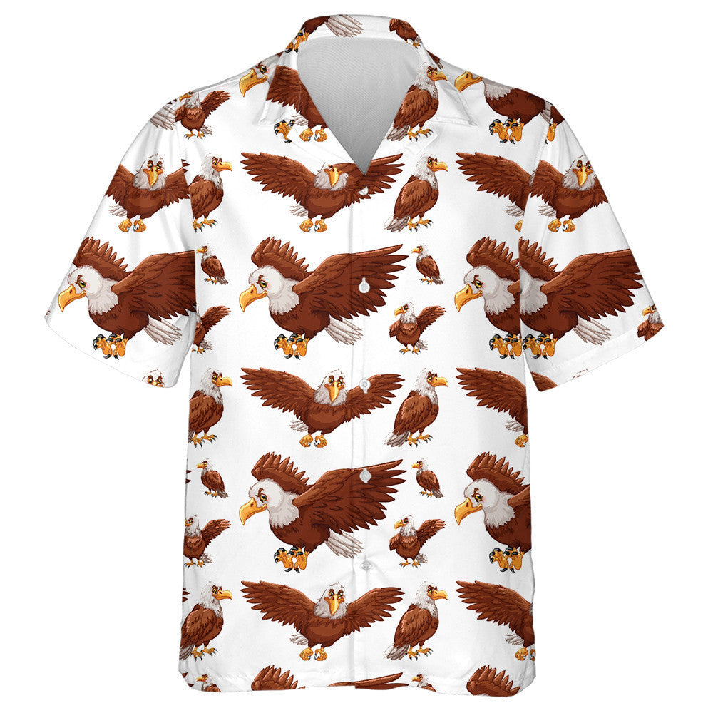 Funny Brown Eagle Flying And Sitting Hawaiian Shirt,Hawaiian Shirt Gift, Christmas Gift