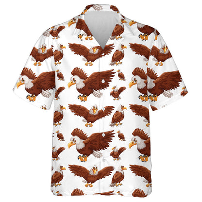 Funny Brown Eagle Flying And Sitting Hawaiian Shirt,Hawaiian Shirt Gift, Christmas Gift