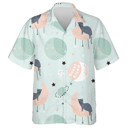 Cats On Moons And Starry Sky Sweet Dream Hawaiian Shirt, Hawaiian Shirt Gift, Christmas Gift