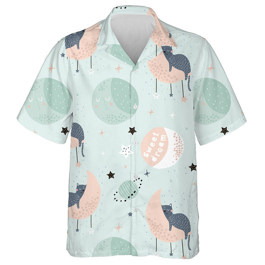 Cats On Moons And Starry Sky Sweet Dream Hawaiian Shirt, Hawaiian Shirt Gift, Christmas Gift