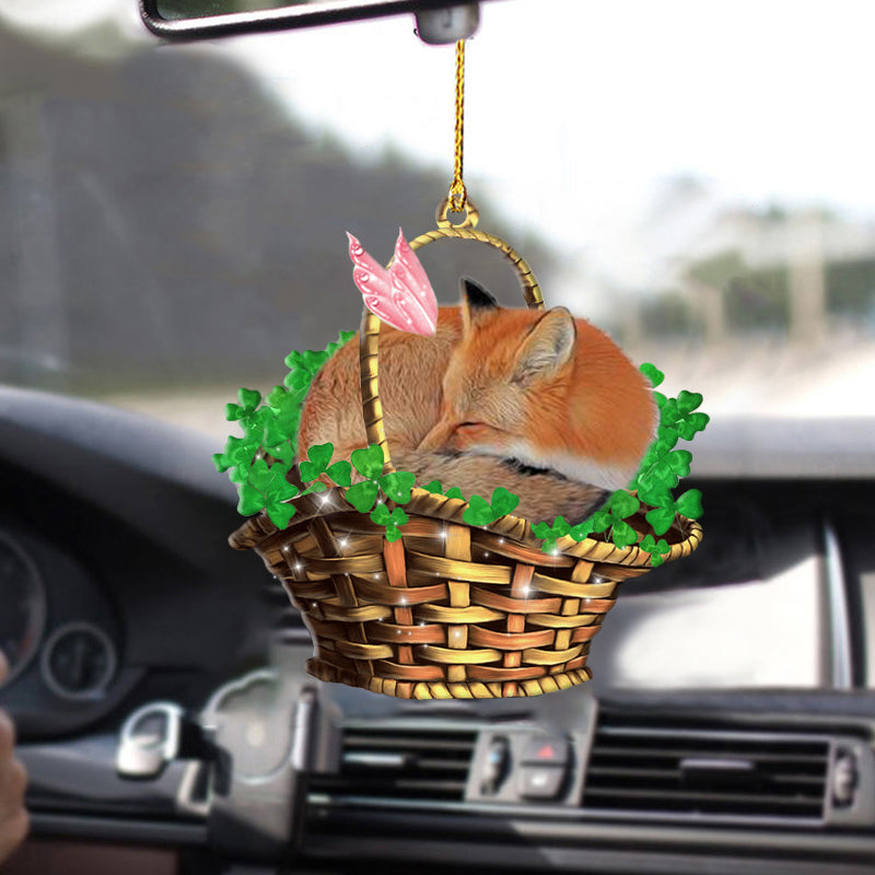 Fox Sleeping Funny Lucky Fairy Two Sided Ornament, Dog Car Hanging Ornaments, Christmas Decoration
