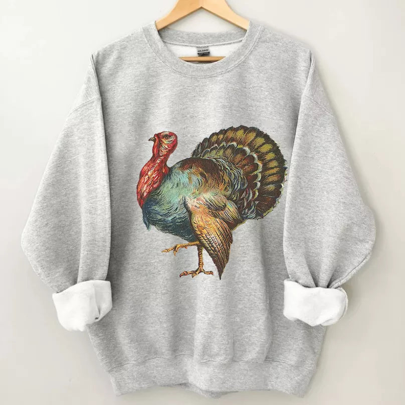Vintage Thanksgiving Turkey Sweatshirt, Christmas Shirt, Christmas Sweatshirt Cute, Christmas Winter Sweatshirt