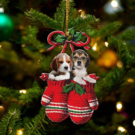 Beagle Inside Your Gloves Christmas Holiday-Two Sided Christmas Plastic Hanging Ornament, Christmas Gift, Christmas Decoration