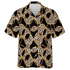 Wild African Leopard With Circles On Black Hawaiian Shirt, Hawaiian Shirt Gift, Christmas Gift