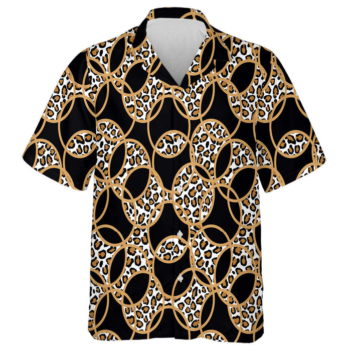 Wild African Leopard With Circles On Black Hawaiian Shirt, Hawaiian Shirt Gift, Christmas Gift