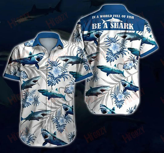 Shark - Short Sleeve Shirt Ocean Hawaiian T Shirts Tactical Hawaiian Shirt Hawaiian Shirts For Men, Hawaiian Shirt Gift, Christmas Gift
