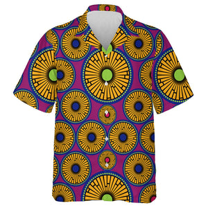 Afro Ethnic Sunflowers And Tribal Motifs Geometric Elements Hawaiian Shirt, Hawaiian Shirt Gift, Christmas Gift