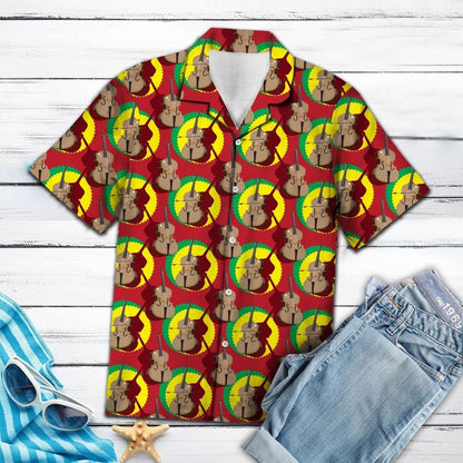 Cello Group Green And Yellow Circle In Red Hawaiian Shirt, Hawaiian Shirt Gift, Christmas Gift