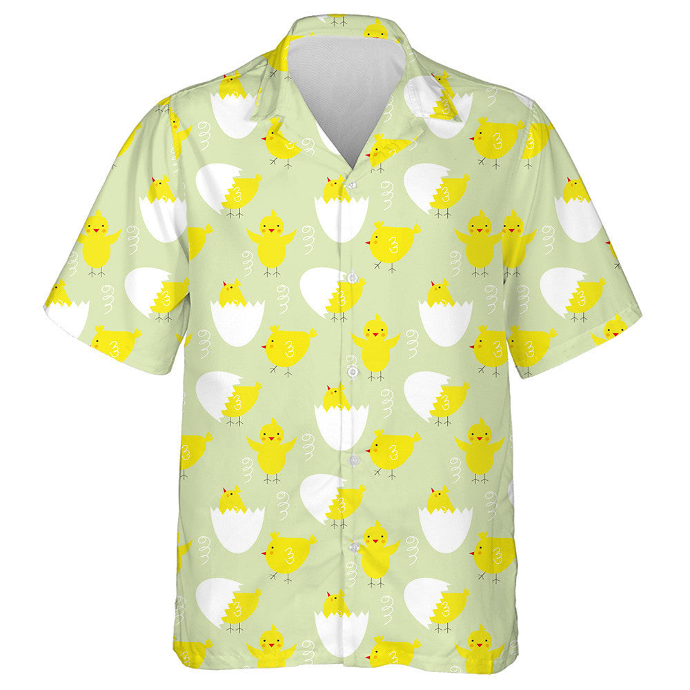 Funny Cute Yellow Chicken With Half Egg Shell Hawaiian Shirt, Hawaiian Shirt Gift, Christmas Gift