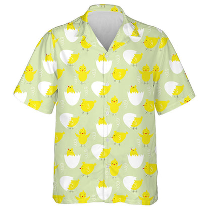 Funny Cute Yellow Chicken With Half Egg Shell Hawaiian Shirt, Hawaiian Shirt Gift, Christmas Gift
