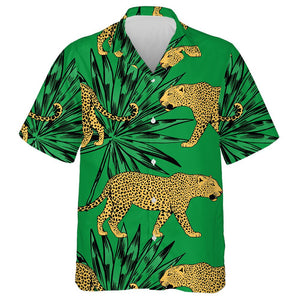 Wild African Leopard In Colorful Tropical Leaves Hawaiian Shirt, Hawaiian Shirt Gift, Christmas Gift