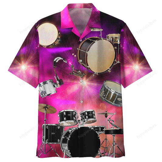Loves Drum Instrument Galaxy Purple Hawaiian Shirt,Hawaiian Shirt Gift, Christmas Gift