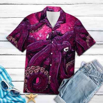 Ideal Gift For Animal Lovers Pinky Octopus Art Hawaiian Shirt, Hawaiian Shirt Gift, Christmas Gift