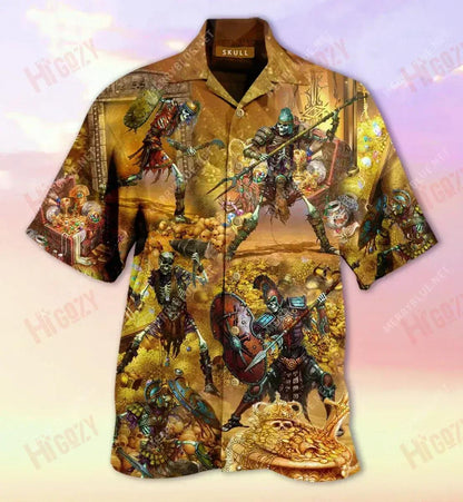 Skull Treasure Short Hawaiian Shirt Vacation Short Sleeve Custom Hawaiian Shirts Hawaiian Shirts For Men, Hawaiian Shirt Gift, Christmas Gift