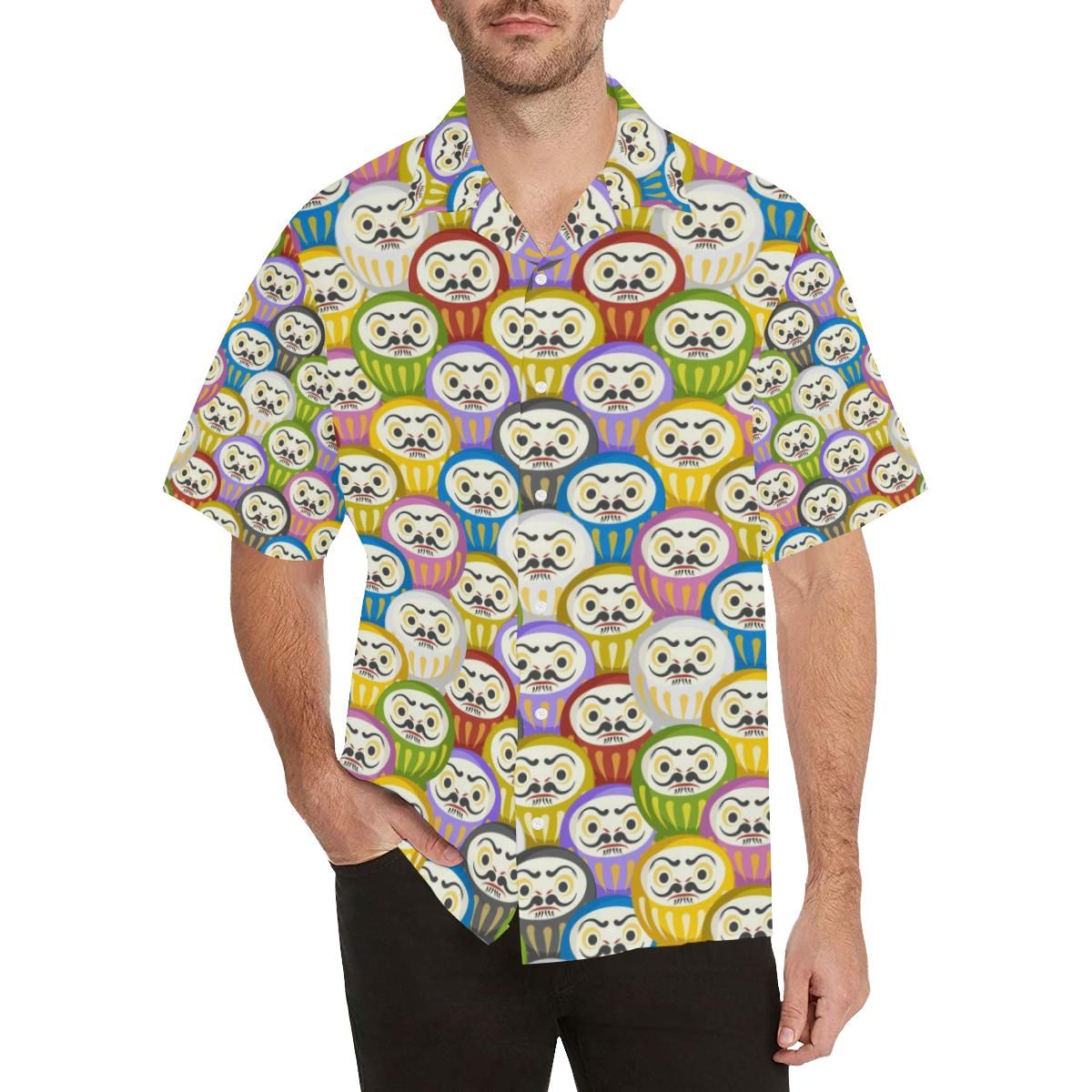 Colorful Daruma Pattern Men'S All Over Print Hawaiian Aloha Shirt, Hwaiian For Gift