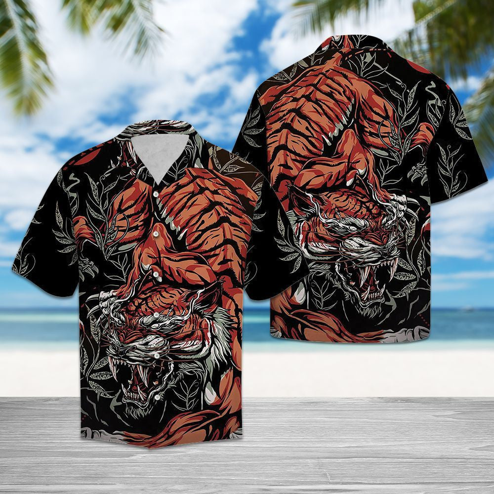 Crawling Tiger In Deep Forest Design Hawaiian Shirt,Hawaiian Shirt Gift, Christmas Gift
