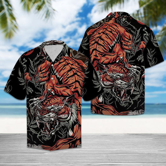 Crawling Tiger In Deep Forest Design Hawaiian Shirt,Hawaiian Shirt Gift, Christmas Gift