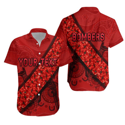 Essendon Bombers Hawaiian Aloha Shirt Anzac Day Indigenous Red Hawaiian Shorts Beach Short Sleeve_Hawaiian Shirt Gift, Christmas Gift