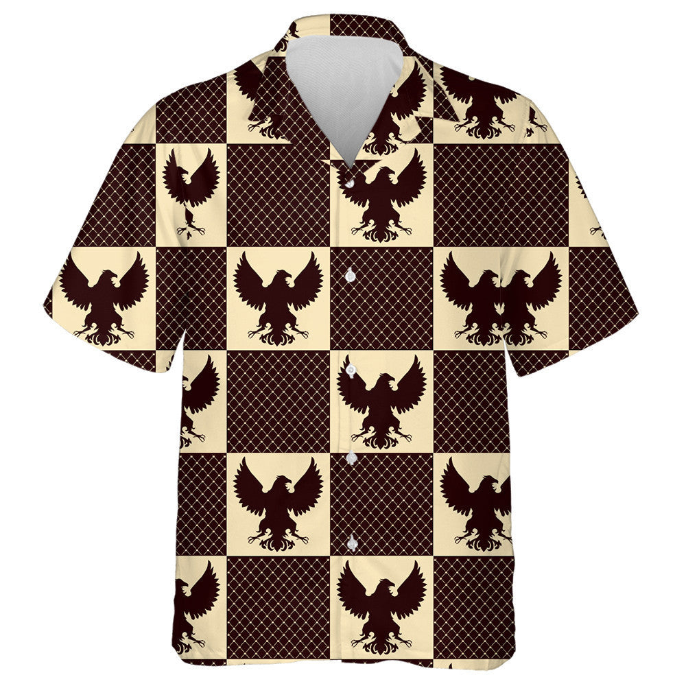 The Vintage Silhouette Of Eagle On Checkred Hawaiian Shirt, Hawaiian For Gift
