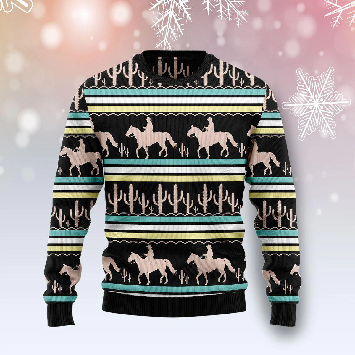 Cowboy Cactus Christmas Sweater  For Men & Women  Adult Ugly Christmas Sweater,Christmas Gift,Gift Christmas 2024