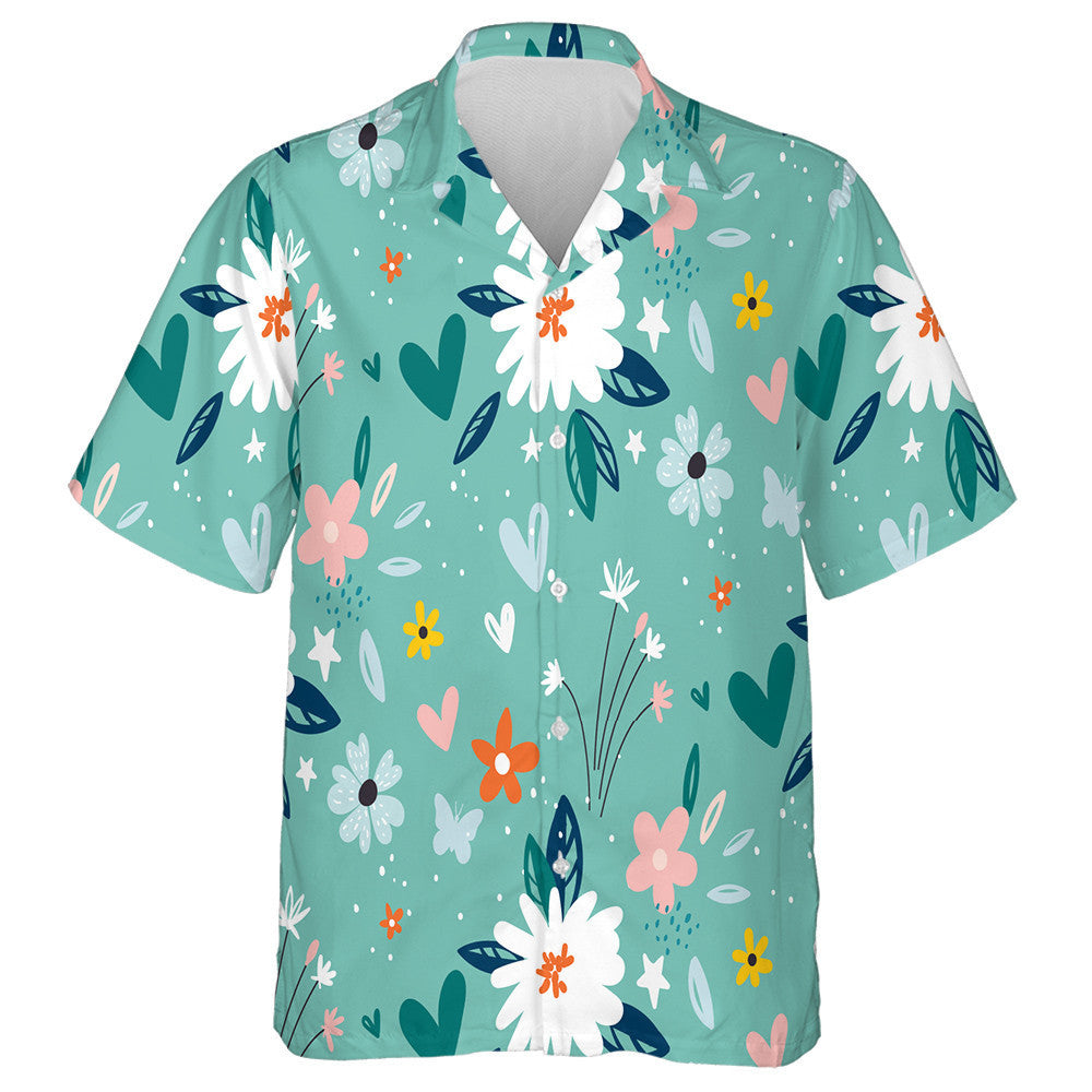 Garden Flower Plants Botanical On Green Background Design Hawaiian Shirt, Hawaiian Shirt Gift, Christmas Gift