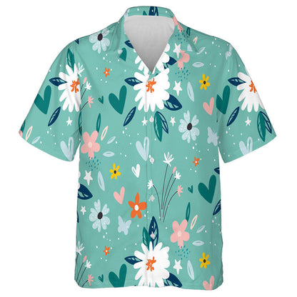 Garden Flower Plants Botanical On Green Background Design Hawaiian Shirt, Hawaiian Shirt Gift, Christmas Gift