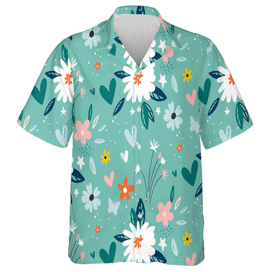 Garden Flower Plants Botanical On Green Background Design Hawaiian Shirt, Hawaiian Shirt Gift, Christmas Gift