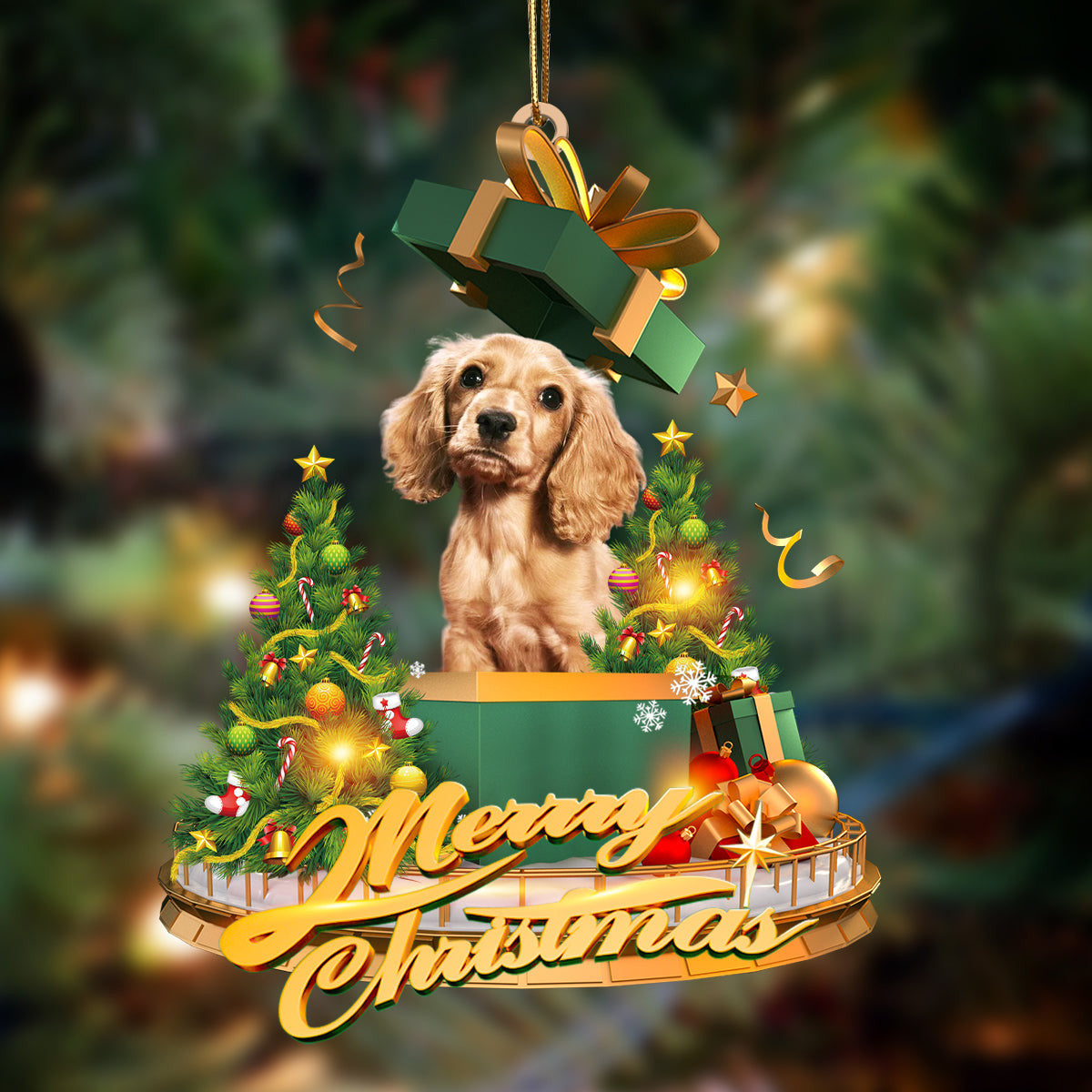 Cocker spaniel-Christmas Gifts & dogs Hanging Christmas Plastic Hanging Ornament, Christmas Gift, Christmas Decoration