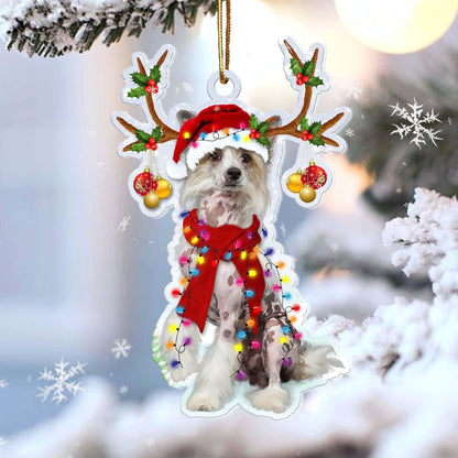 Chinese crested Reindeer Shape Christmas 2 sides Ornament, Happy Christmas Ornament, Christmas Gift, Christmas Decoration
