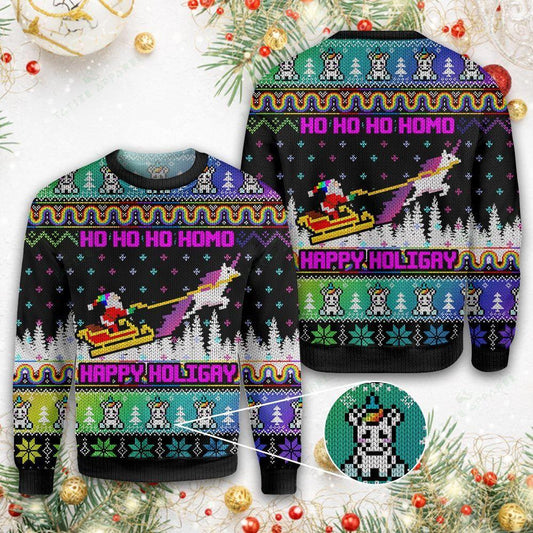 LGBT Santa Claus Rides A Horse Drawn Sleigh Ugly Christmas Sweater,Christmas Ugly Sweater,Christmas Gift,Gift Christmas 2022