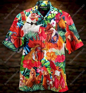 Aloha Funny Chicken Unisex Hawaiian Shirt, Hawaiian Shirt Gift, Christmas Gift