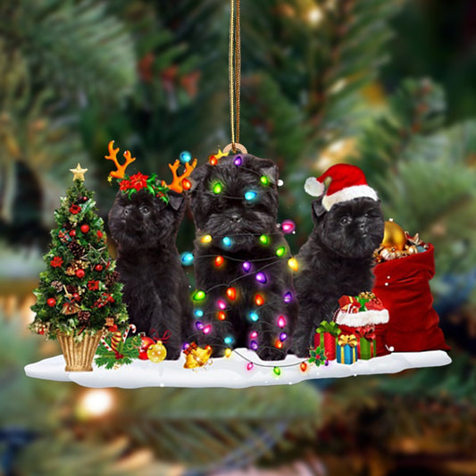 Affenpinscher-Christmas Dog Friends Hanging Christmas Plastic Hanging Ornament, Christmas Ornament Gift, Christmas Gift, Christmas Decoration