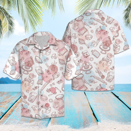 Watercolor Hand Drawn Baking Life For Ladies Hawaiian Shirt, Hawaiian Shirt Gift, Christmas Gift