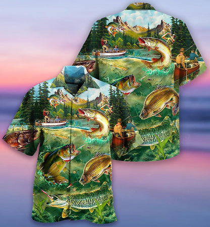 Gift For Fishing Lovers Lake By The Forest Design Hawaiian Shirt, Hawaiian Shirt Gift, Christmas Gift