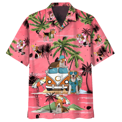 Cute Beagle Summer Beach Design Hawaiian Shirt,Hawaiian Shirt Gift, Christmas Gift