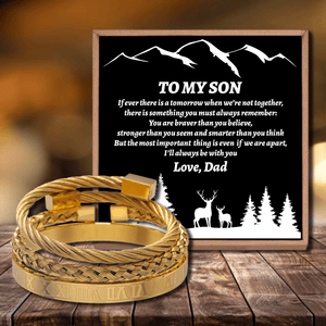 Dad To Son - I Will Always Be With You Roman Numeral Bangle Weave Bracelets Set