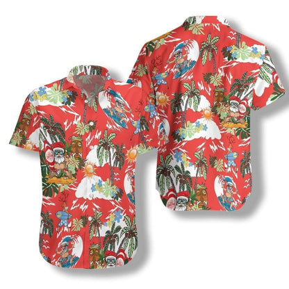 Frohe Weihnachten Weihnachtsmann Rotes Motiv Vintage Stil Design Hawaiihemd, Hawaiihemd Geschenk, Weihnachtsgeschenk