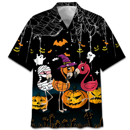 Flamingo Chibi Halloween Hawaiian Shirt_ Hawaiian Shirt Gift, Christmas Gift