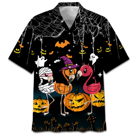 Flamingo Chibi Halloween Hawaiian Shirt_ Hawaiian Shirt Gift, Christmas Gift