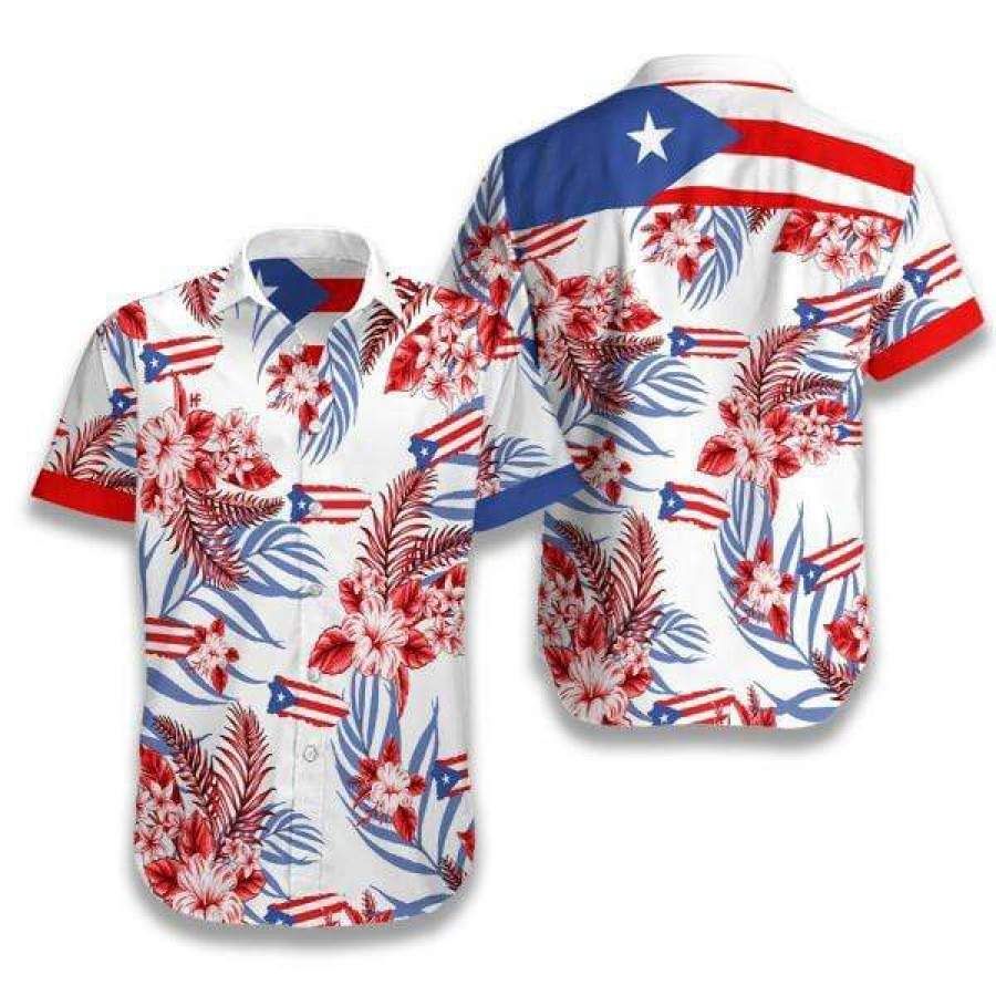 Puerto Rico Hawaiian Aloha Aloha Shirts #V Hawaiian Shorts Beach Short Sleeve, Hawaiian Shirt Gift, Christmas Gift