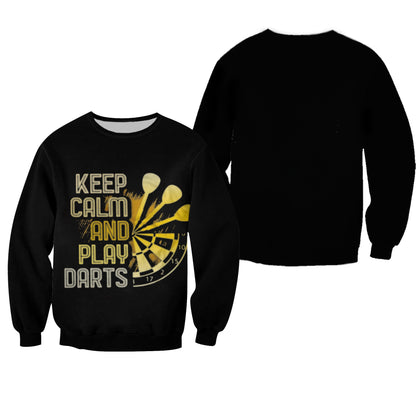 Darts Sweatershirt - Keep Calm And Play Darts, Christmas Ugly Sweater, Christmas Gift, Gift Christmas 2024
