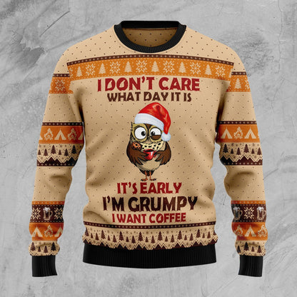 Grumpy Owl I Dont Care What Day It Is Ugly Christmas Sweater,Christmas Ugly Sweater,Christmas Gift,Gift Christmas 2022