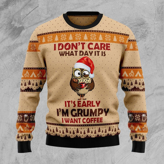 Grumpy Owl I Dont Care What Day It Is Ugly Christmas Sweater,Christmas Ugly Sweater,Christmas Gift,Gift Christmas 2022